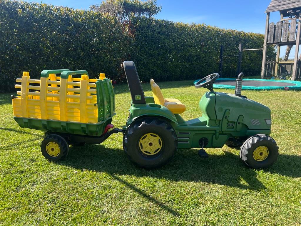 John Deere traptractor met aanhanger, Kinderen en Baby's, Speelgoed | Speelgoedvoertuigen, Ophalen, Gebruikt