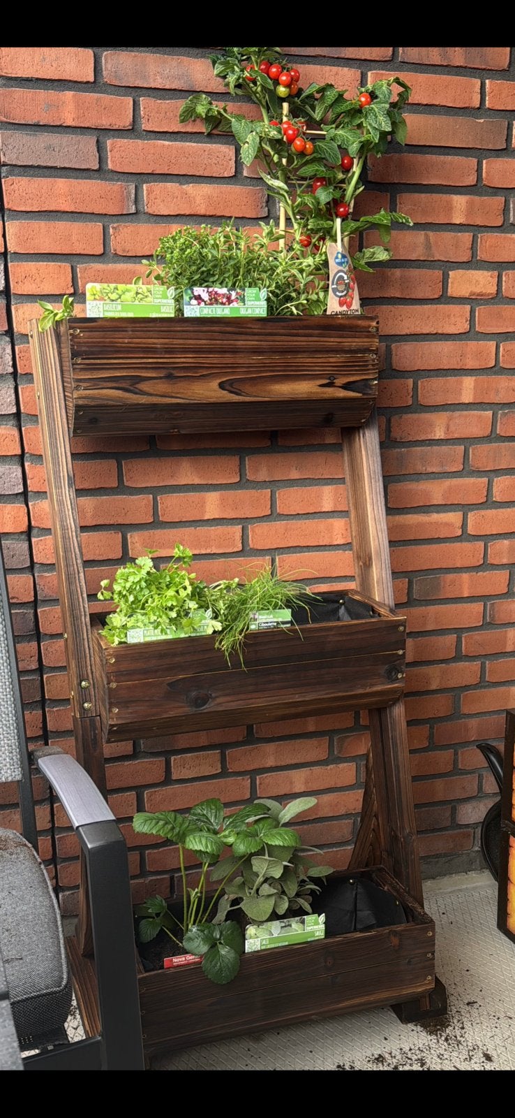 KESSER houten plantenrek – 3 etages – bruin, Tuin en Terras, Ophalen, Zo goed als nieuw, Hout, Overige typen