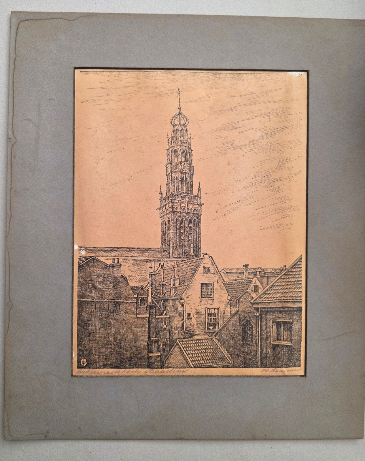 Ets Bakenesserkerk in Haarlem, Ophalen of Verzenden