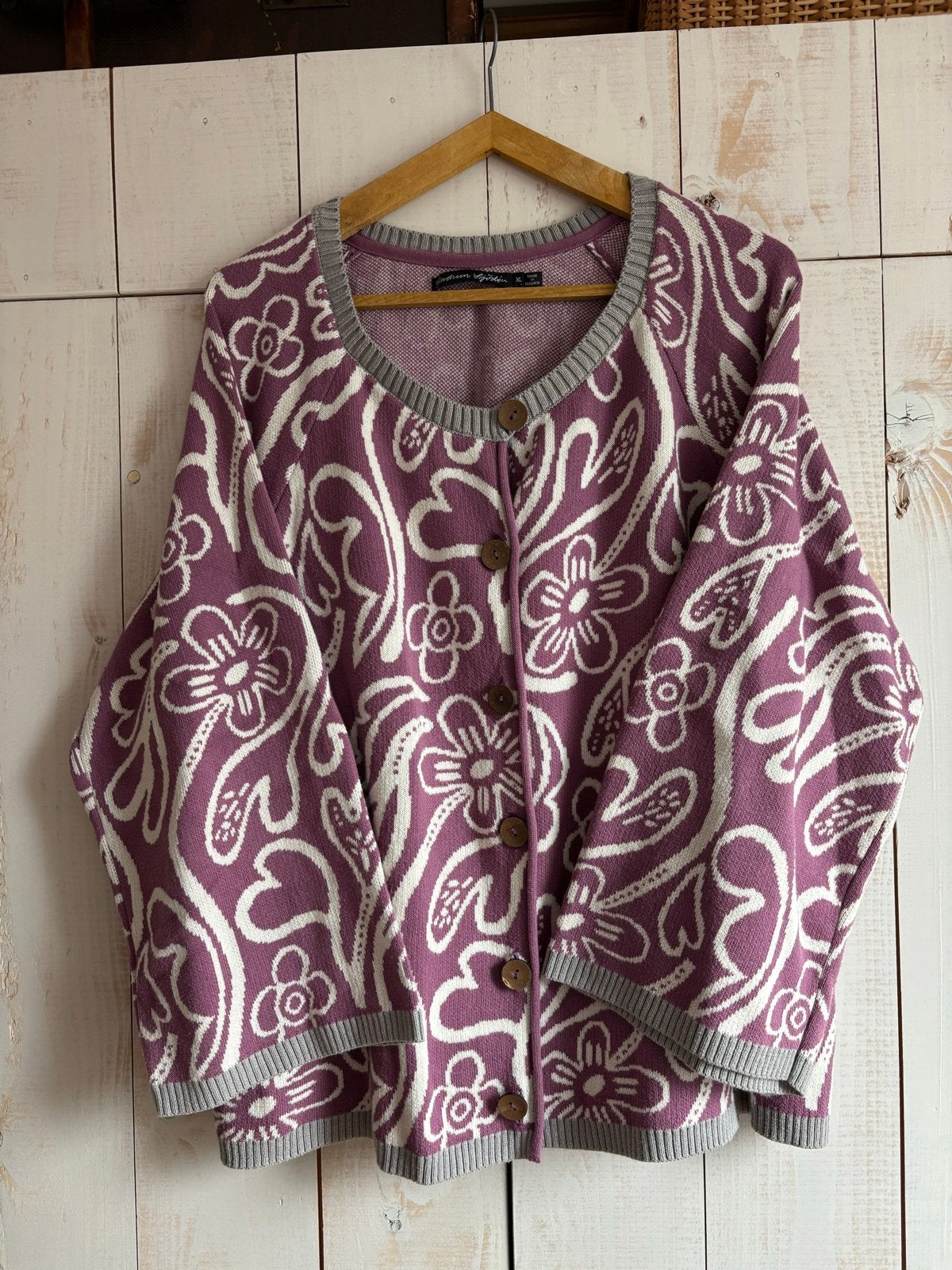 Gudrun  Sjoden vest Brisa met bloemenprint - Maat XL, Ophalen of Verzenden, Gedragen, Maat 46/48 (XL) of groter, Paars