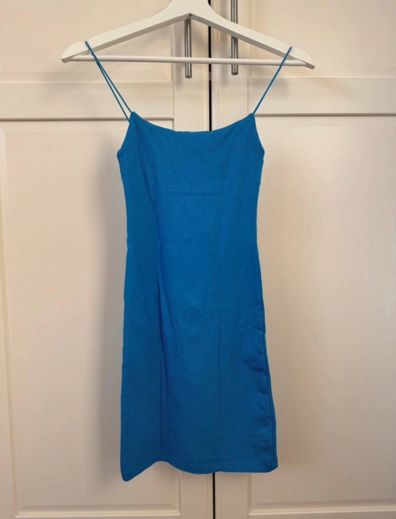 Zara blauwe mini jurk met spaghettibandjes, Blauw, Ophalen of Verzenden, Zo goed als nieuw, Maat 36 (S)