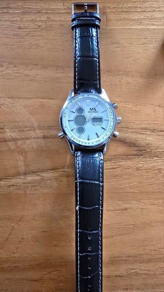 Meister Anker Radio Controlled World Time Horloge, Sieraden, Tassen en Uiterlijk, Horloges | Heren, Ophalen of Verzenden, Leer