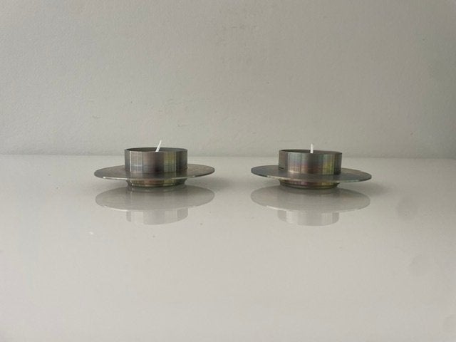 Set van 2 ZACK RVS waxinelichthouders – Duits design, Gebruikt, Overige kleuren, Ophalen of Verzenden, Metaal