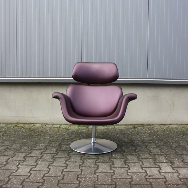 Artifort fauteuil Big Tulip F545, Huis en Inrichting, Fauteuils, Gebruikt, Hout, Kunststof, Metaal, Stof, 50 tot 75 cm, 75 tot 100 cm