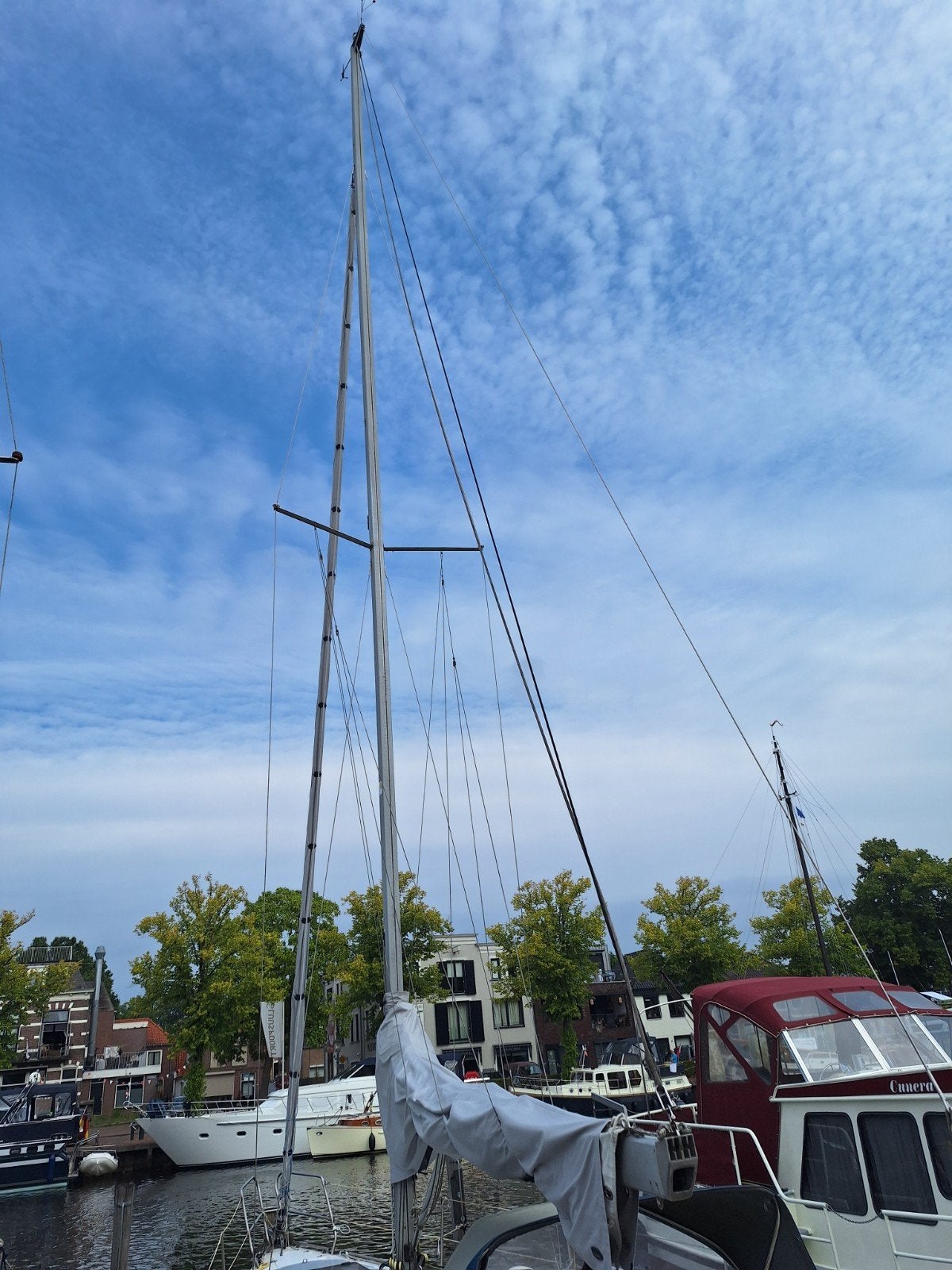 Complete mast met tuigage en zeilen - 17 meter, Ophalen of Verzenden, Minder dan 15 m²