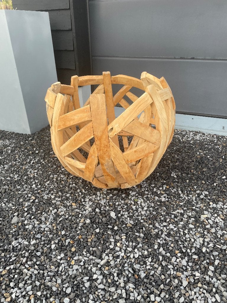 Supergave teak (plant) pot, Huis en Inrichting, Woonaccessoires | Vazen, Ophalen of Verzenden, Zo goed als nieuw, Overige kleuren