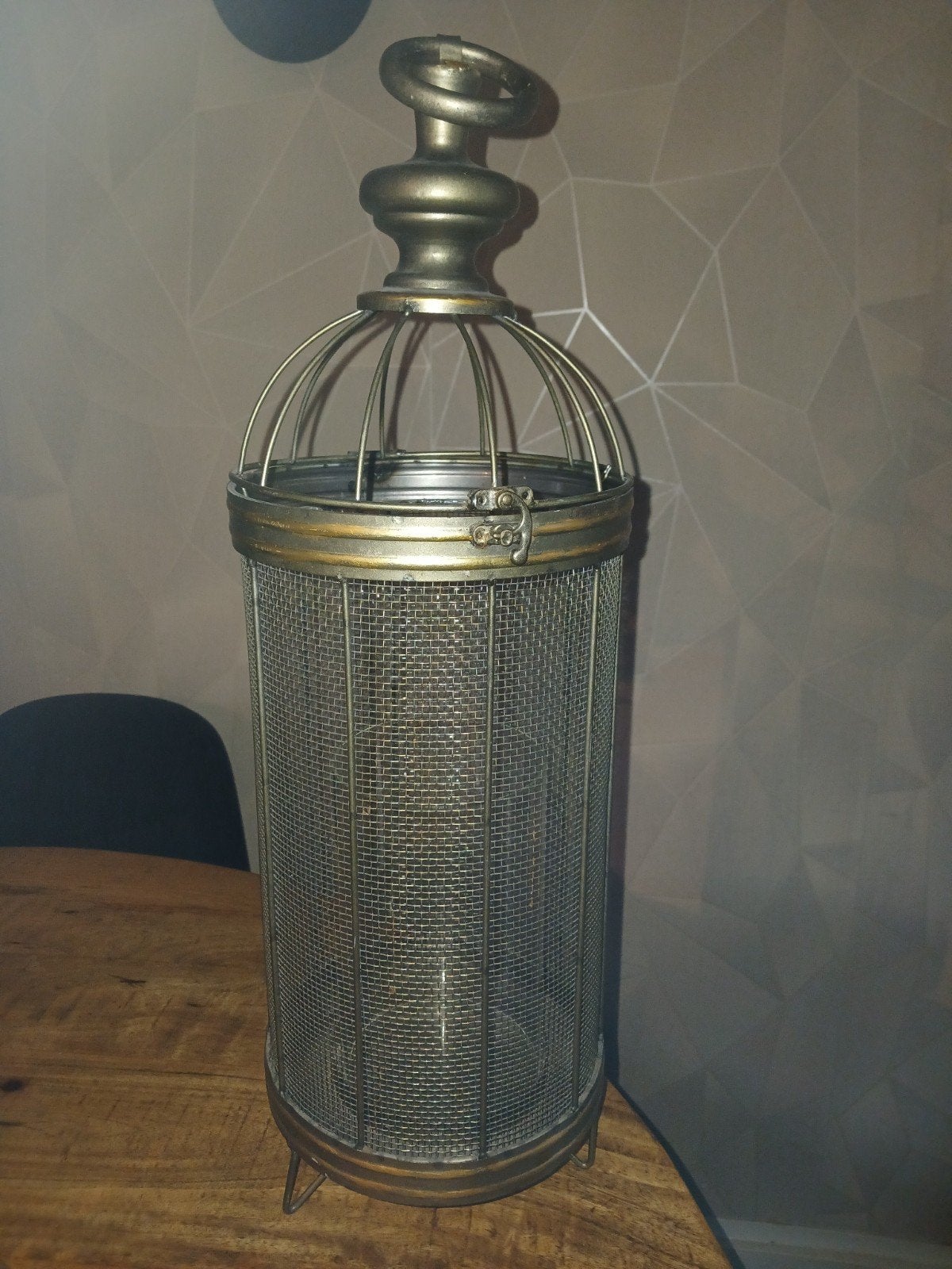 Brocante Lantaarn met Gaas en Glazen Cilinder, Ophalen of Verzenden