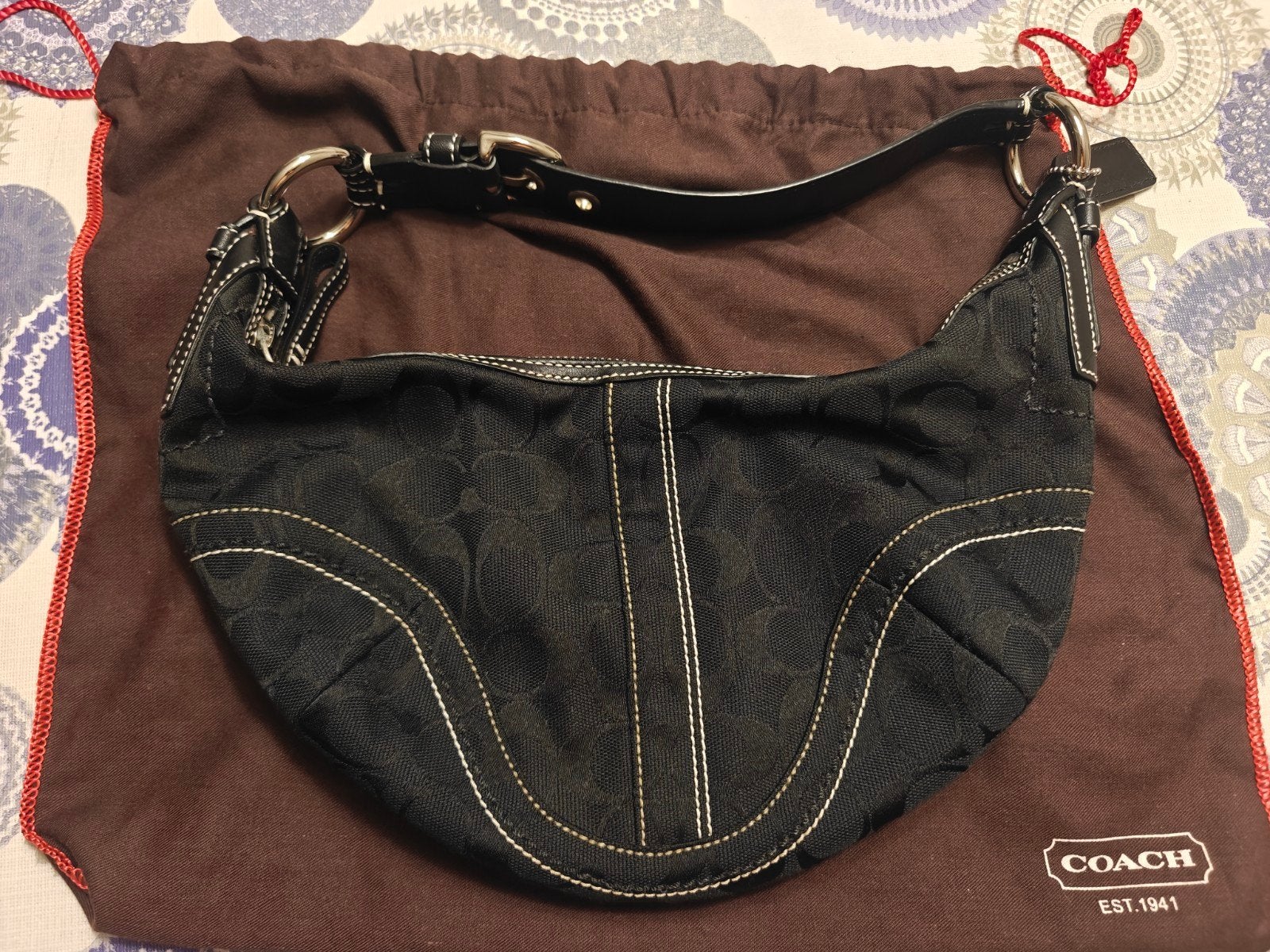 Coach Ergo Hobo Tas Zwart Monogram, Ophalen of Verzenden, Nieuw, Zwart, Handtas