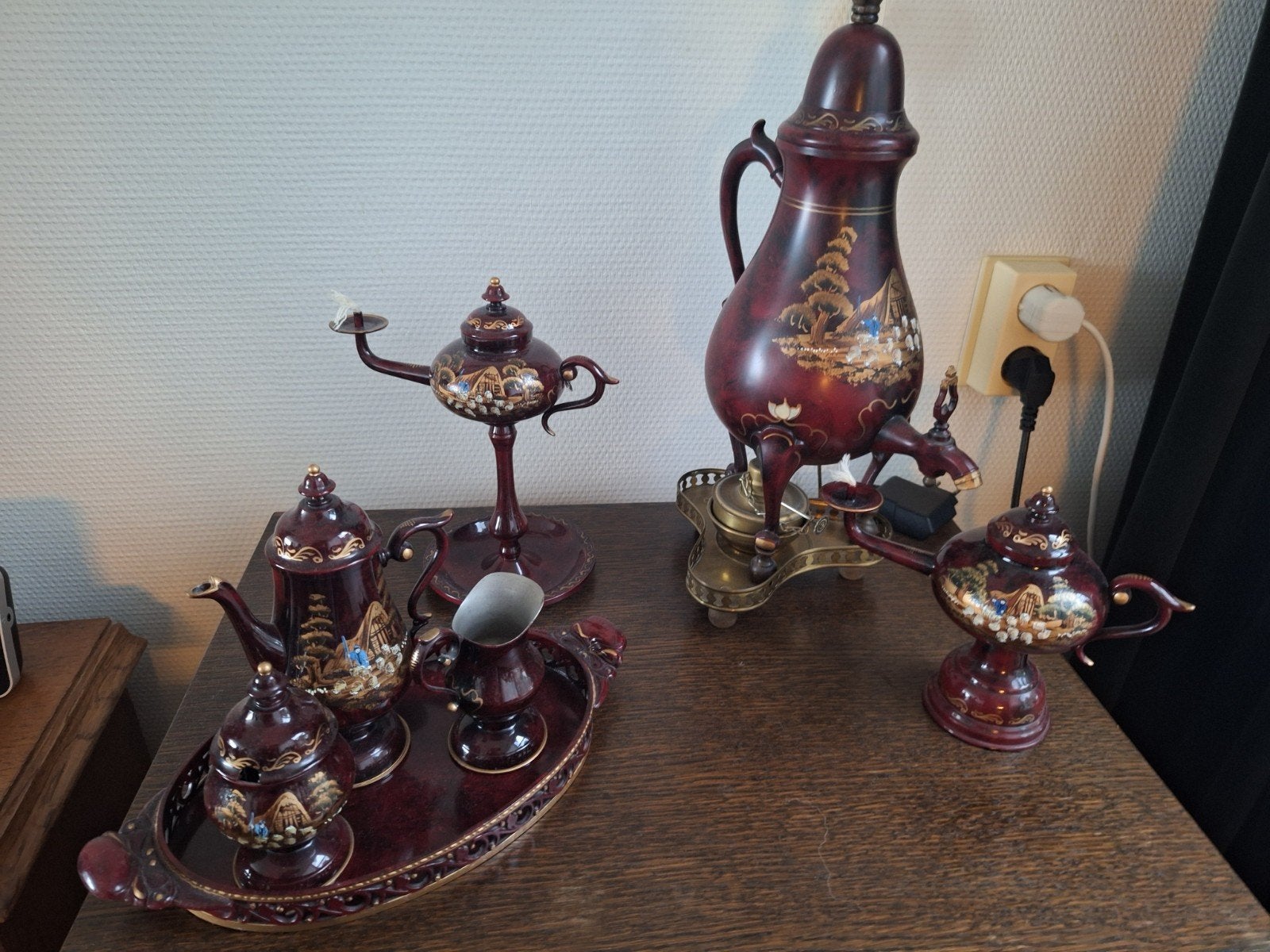 Antieke Oosterse theeservies set, Antiek en Kunst, Ophalen of Verzenden