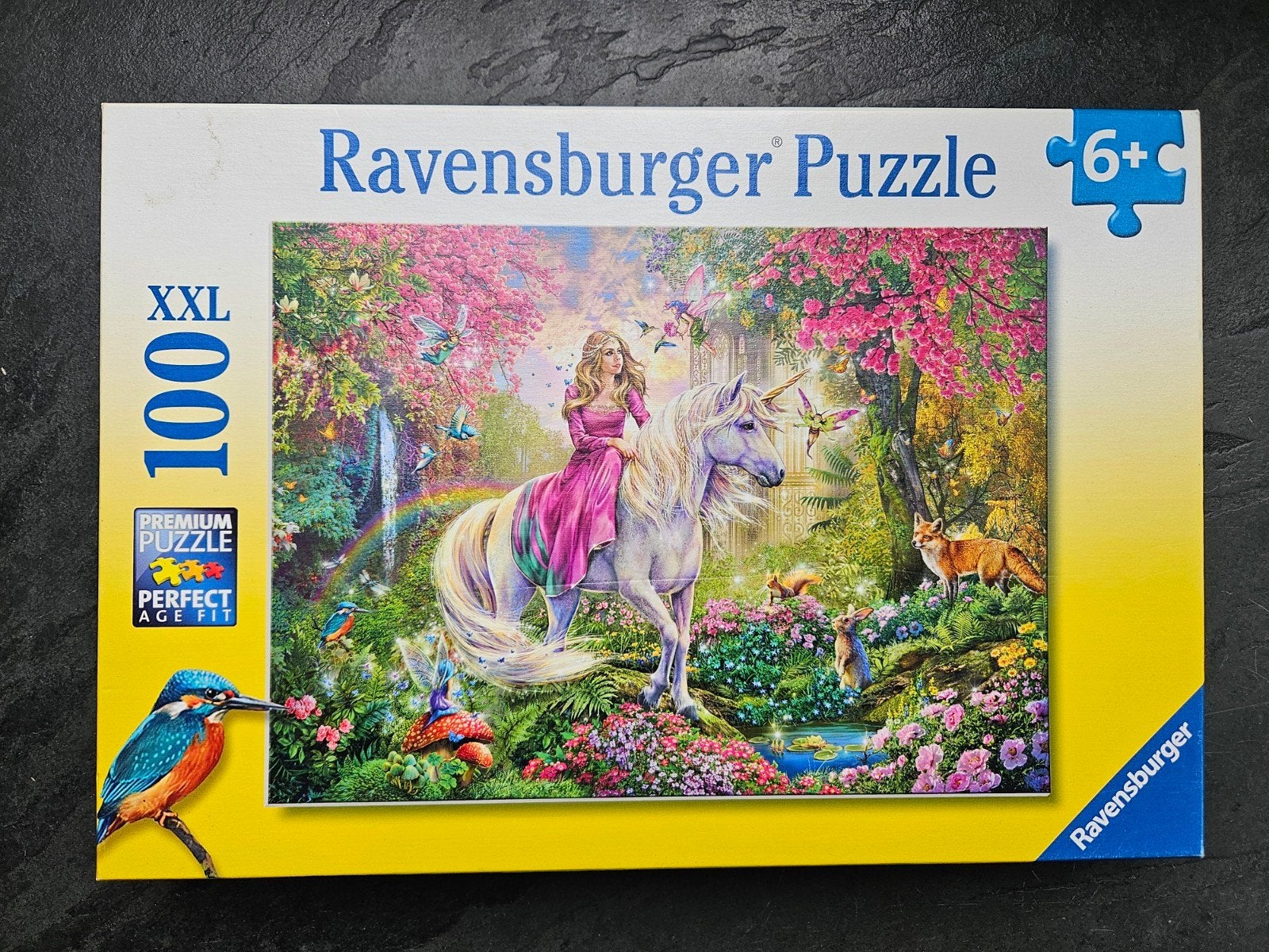 Ravensburger Puzzle Unicorn puzzel met prinses 100 XXL, Ophalen of Verzenden, Meer dan 50 stukjes, Zo goed als nieuw, 6 jaar of ouder