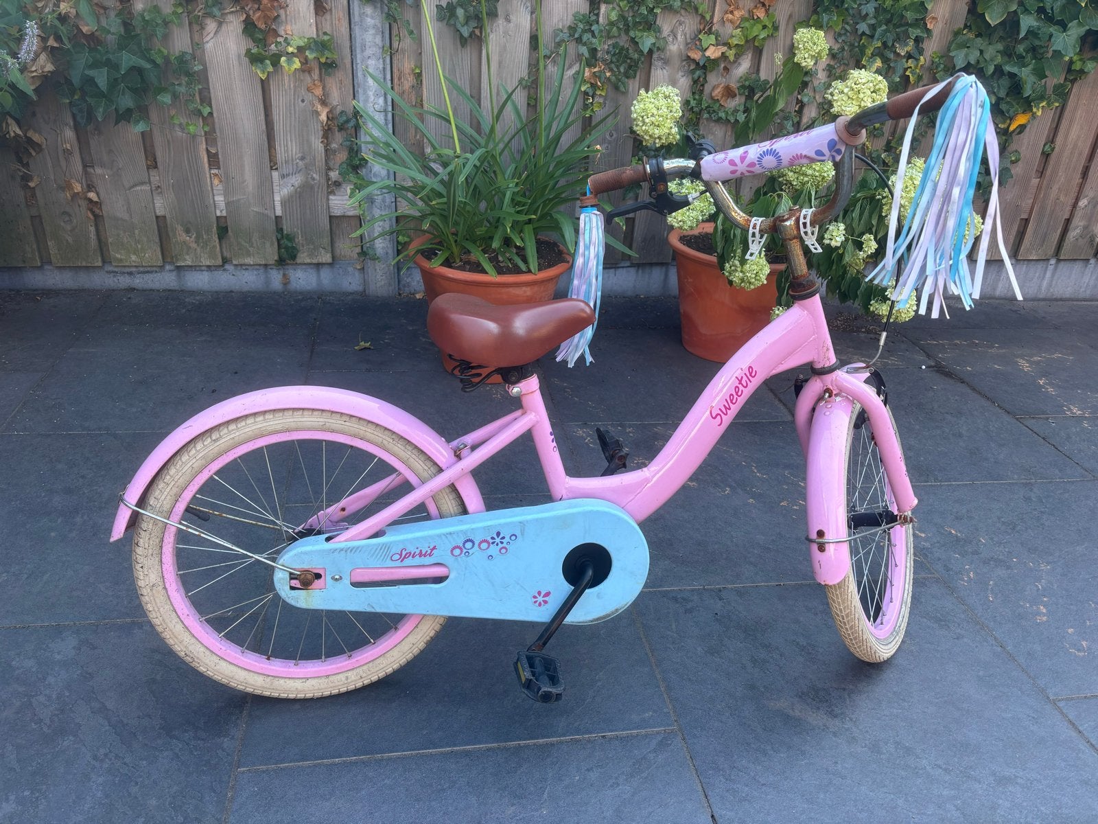 Roze meisjesfiets Sweetie Spirit, Ophalen, Gebruikt, Velgrem, 16 tot 20 inch