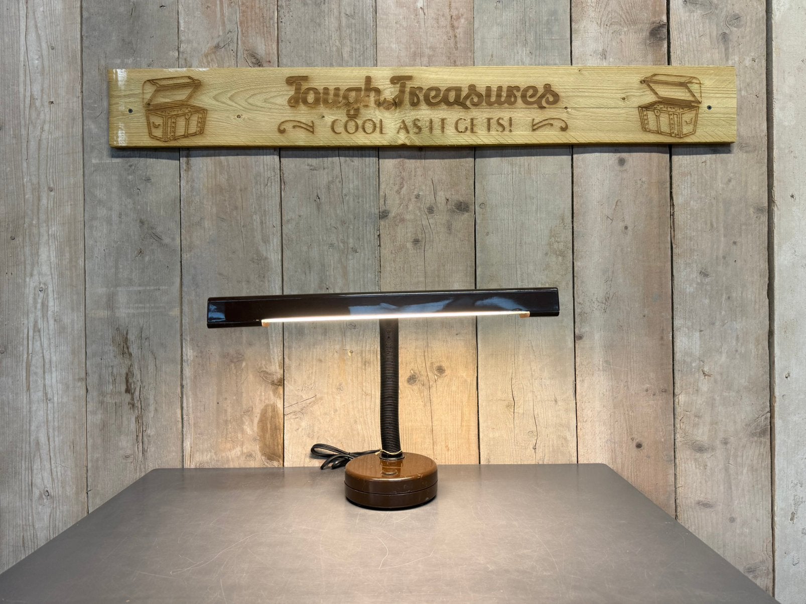 Massive gooseneck bureaulamp, Bureaulamp, Gebruikt, Vintage, Met schakelaar