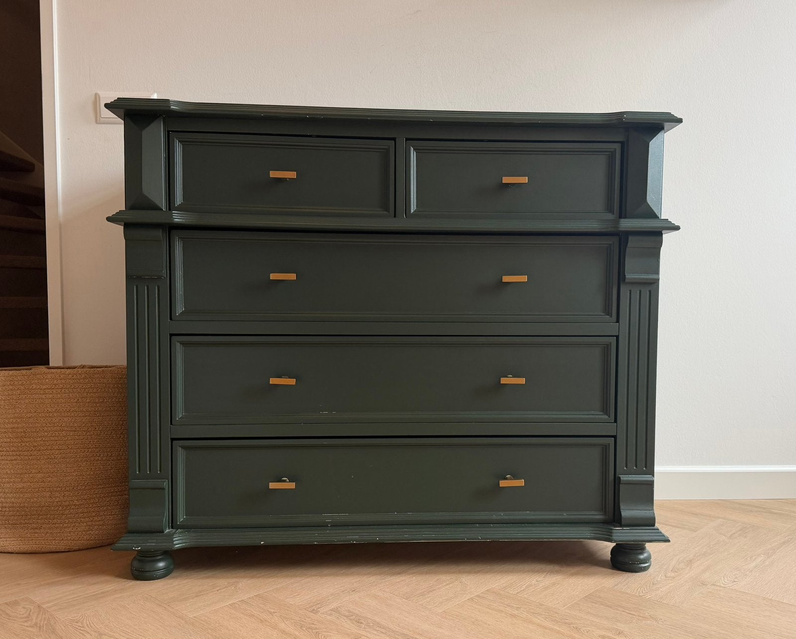 Vintage commode donkergroen, Kinderen en Baby's, Ophalen, Gebruikt, 50 tot 70 cm, 100 cm of meer