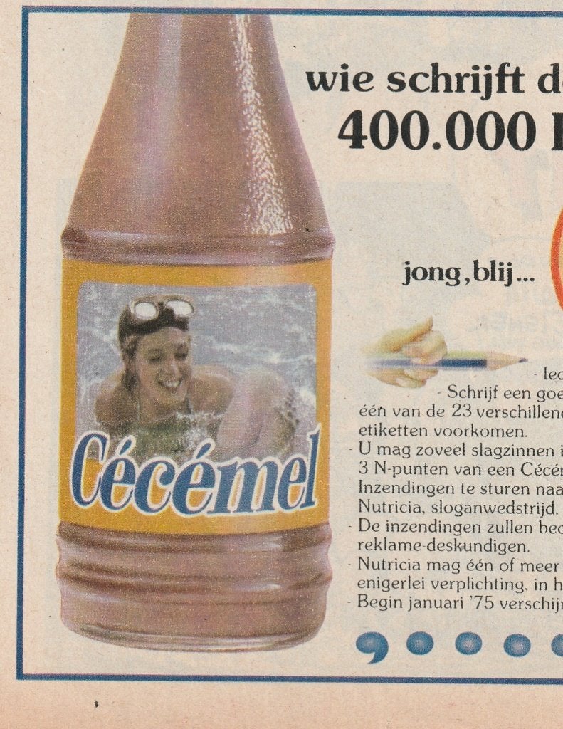 Retro reclame 1972 Nutricia Cécémel sporter zwemster, Verzamelen, Verzenden, Overige typen