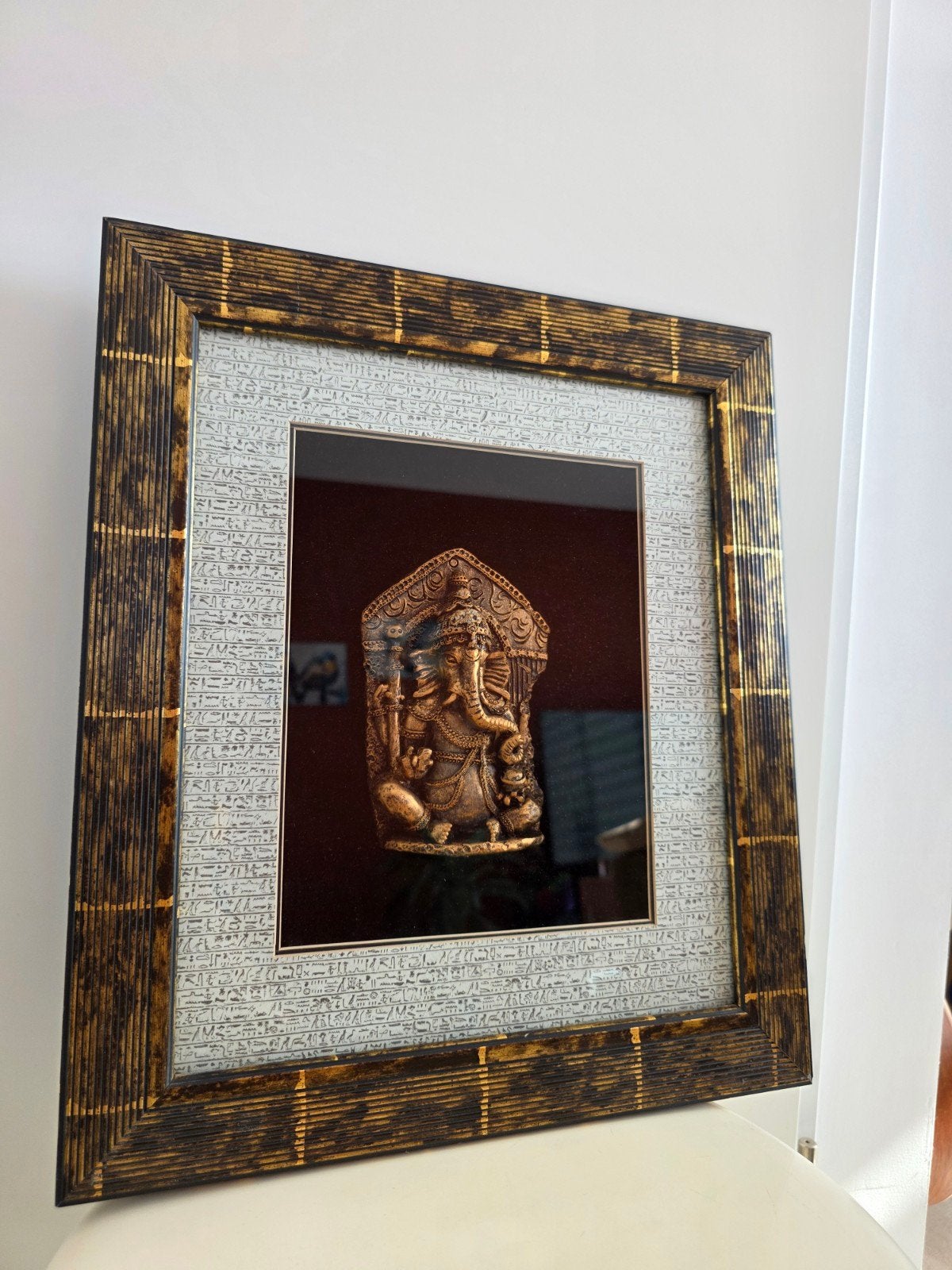 Ingelijst Ganesha beeldje - 34 x 39 cm, Ophalen of Verzenden