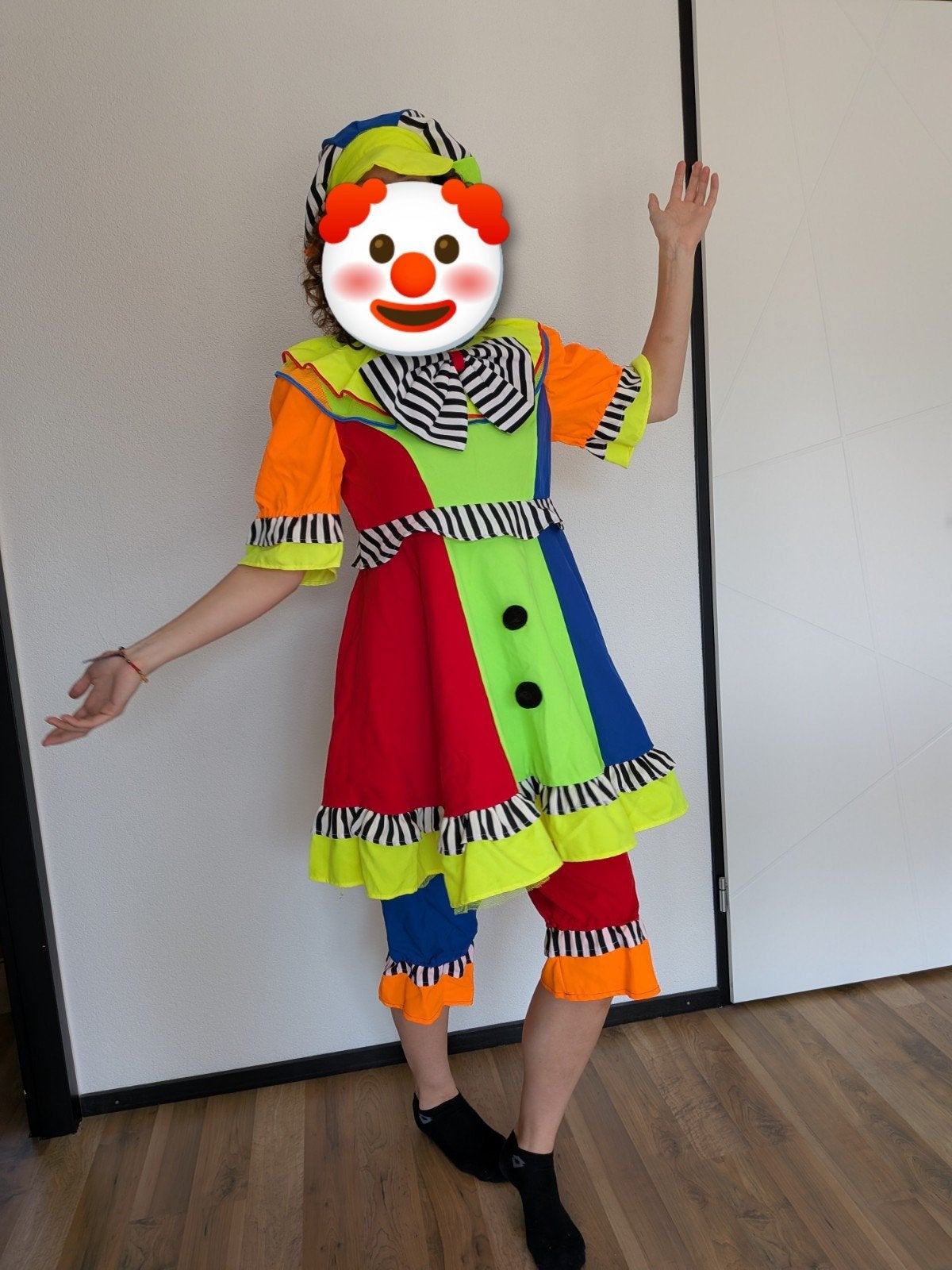 Clown jurkje - Kleurrijk carnavalspak maat 40/42, Carnaval, Maat 42/44 (L), Ophalen of Verzenden, Kleding