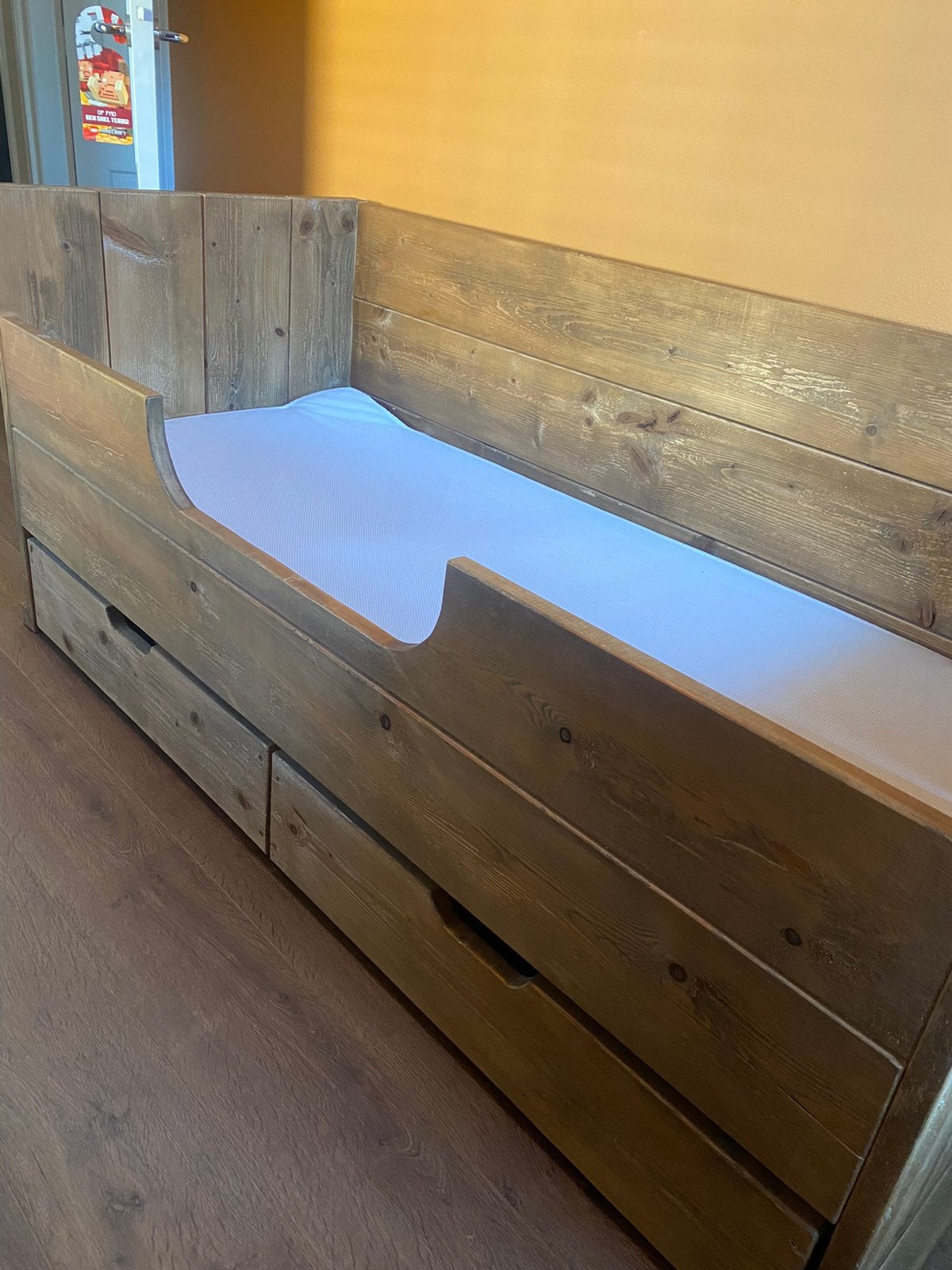 Peuterbed steigerhout, Huis en Inrichting, Slaapkamer | Bedden, Ophalen, Eenpersoons, 190 cm of minder, 80 cm