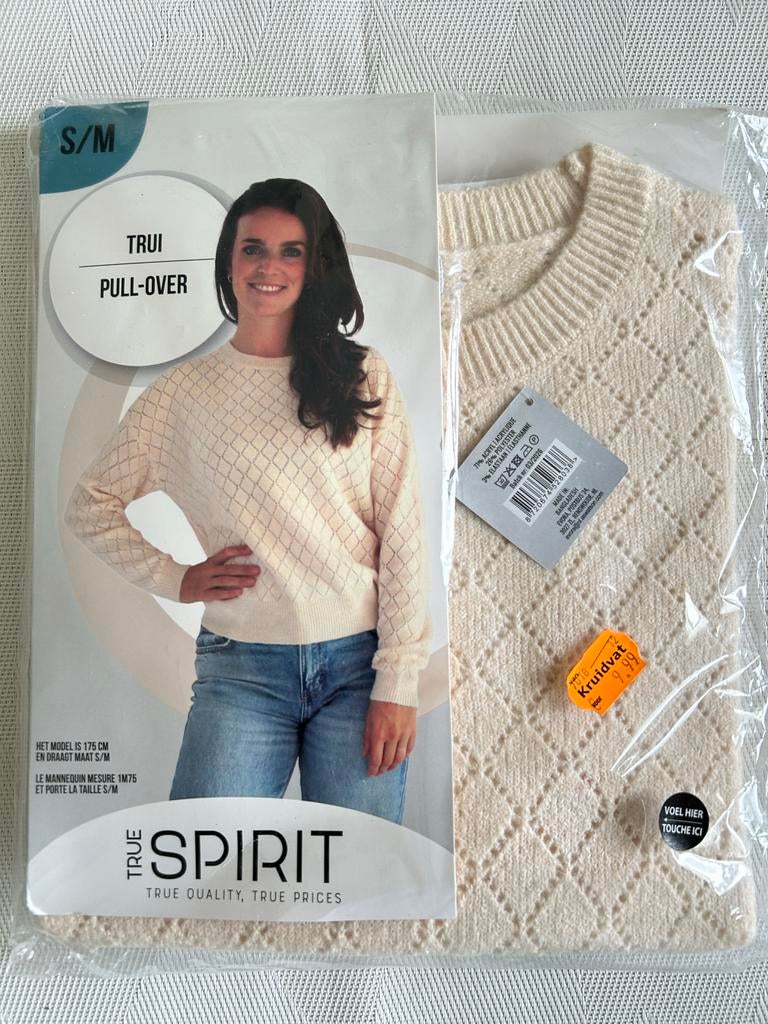 Nieuwe True Spirit Trui/Pull-over S/M - Crème, Ophalen of Verzenden, Nieuw, Maat 36 (S), Beige