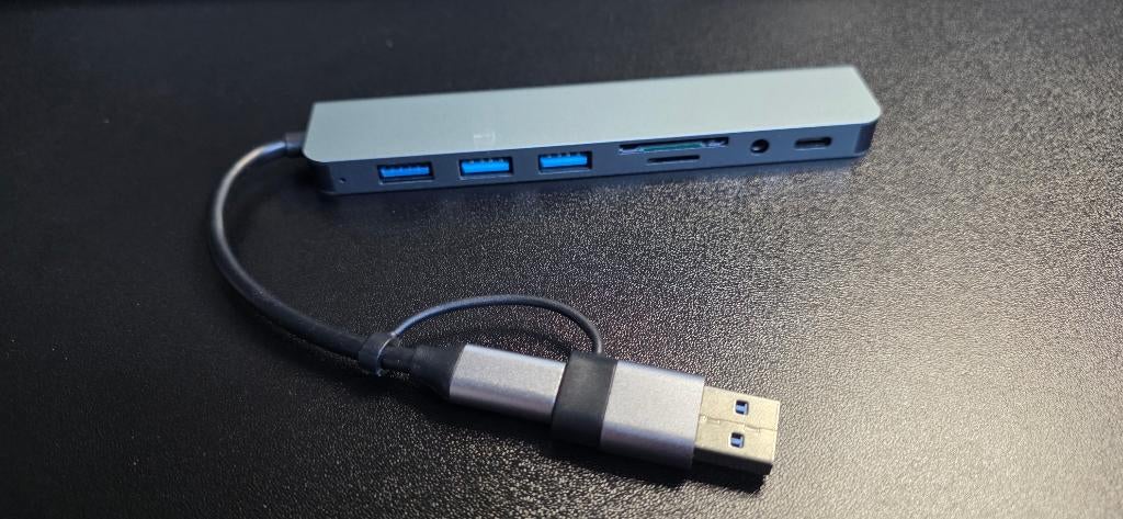 8-in-2 USB 3.0 hub USB-C, Ophalen of Verzenden, Nieuw, USB-hub, Laptop