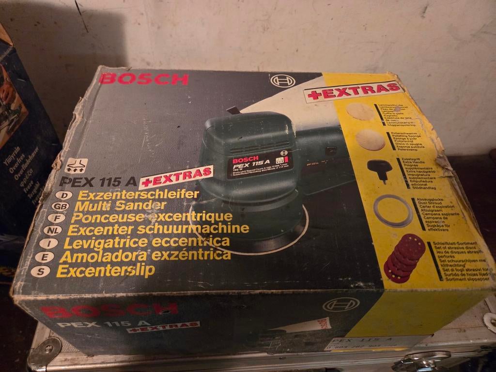 Bosch PEX 115 A Excentrische Schuurmachine met Extras, Doe-het-zelf en Verbouw, Gereedschap | Schuurmachines, Ophalen of Verzenden