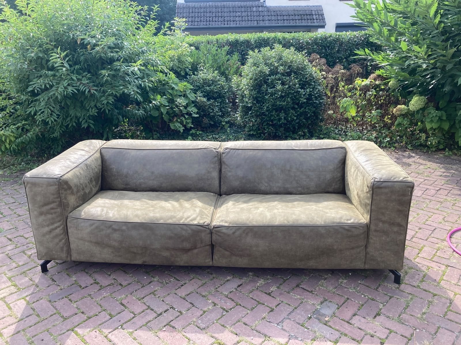 Groene 3,5 zits bank Calvin van Goossens, Huis en Inrichting, Ophalen, Gebruikt, Driepersoons, 75 tot 100 cm