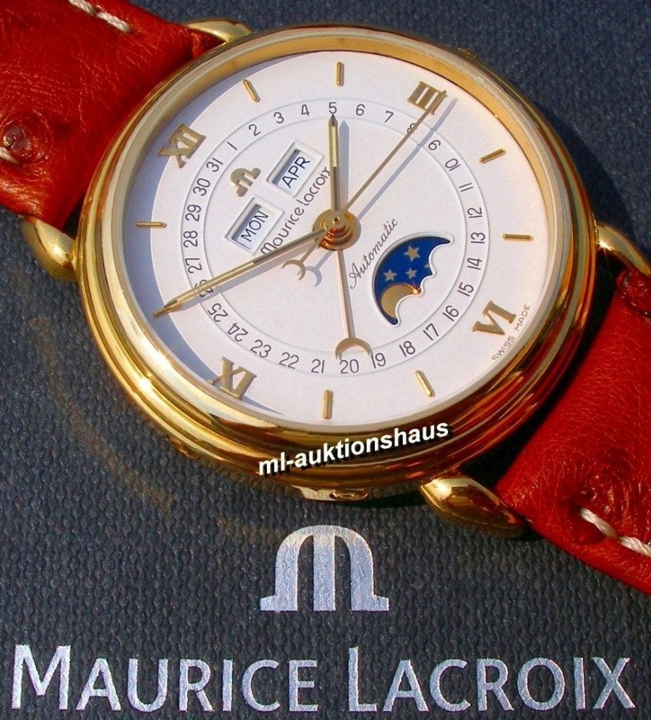 Maurice Lacroix vintage herenhorloge, Leer, Polshorloge, Zo goed als nieuw, Ophalen