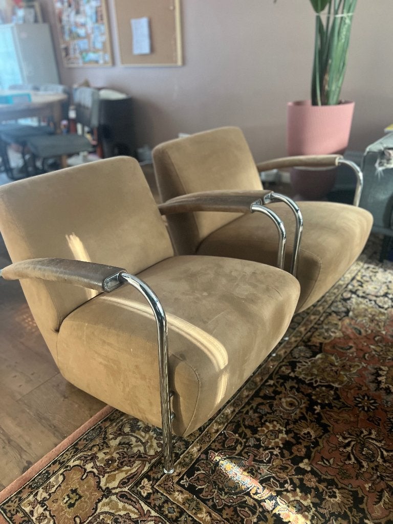 Leolux stoelen, Huis en Inrichting, Ophalen, Gebruikt, Bruin, Twee