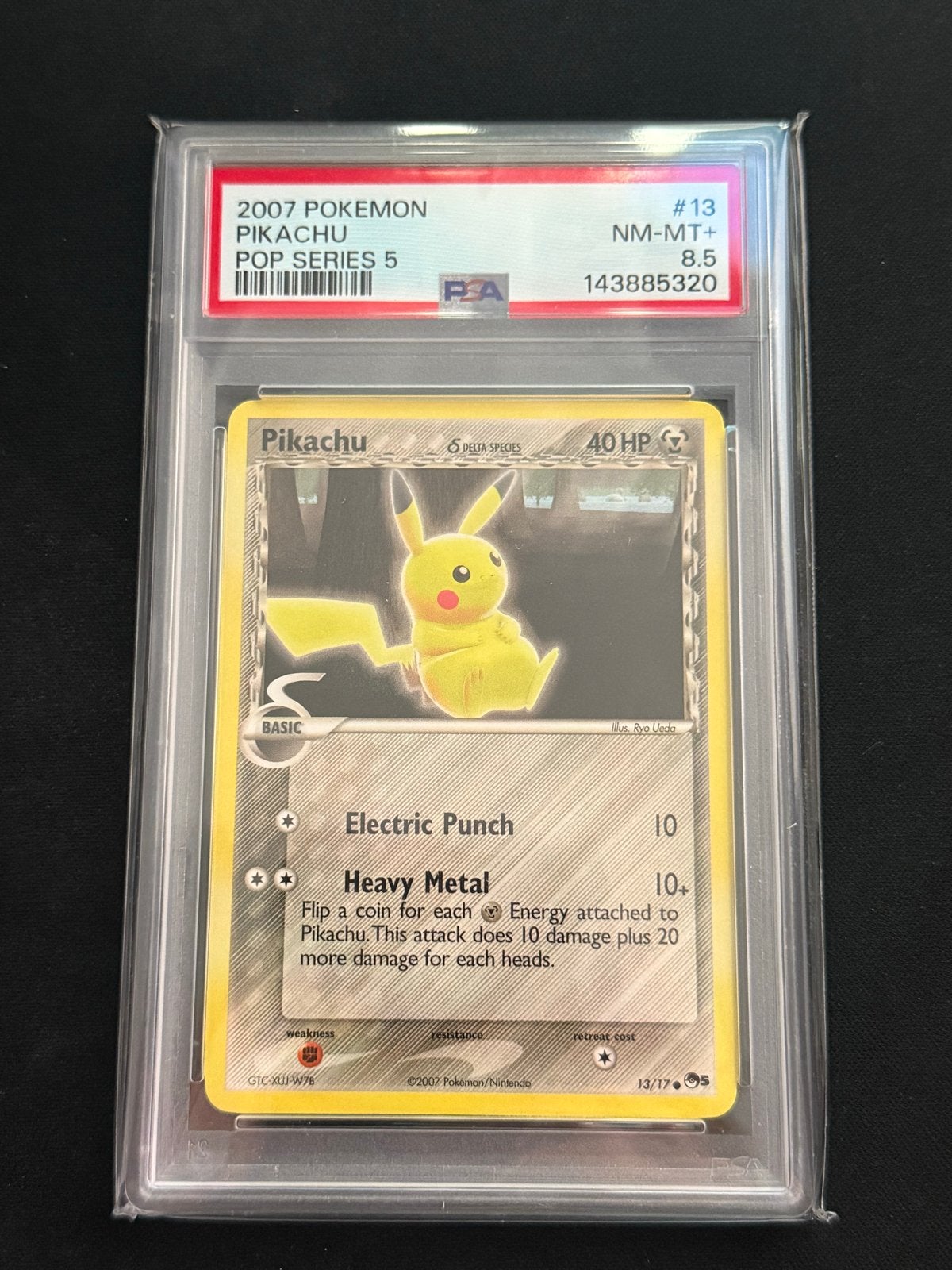 PSA 8.5 Pikachu #13 POP Series 5 Delta Species Pokémon, Ophalen of Verzenden, Zo goed als nieuw, Losse kaart
