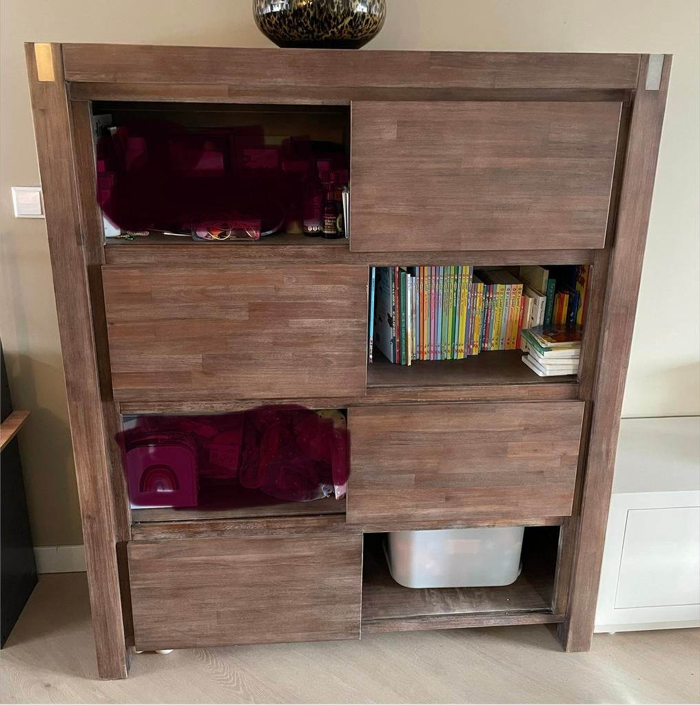 Acaciahout, meubelset, kast, tv meubel, dressoir, H&H, Ophalen, Gebruikt, 100 tot 150 cm, 150 tot 200 cm