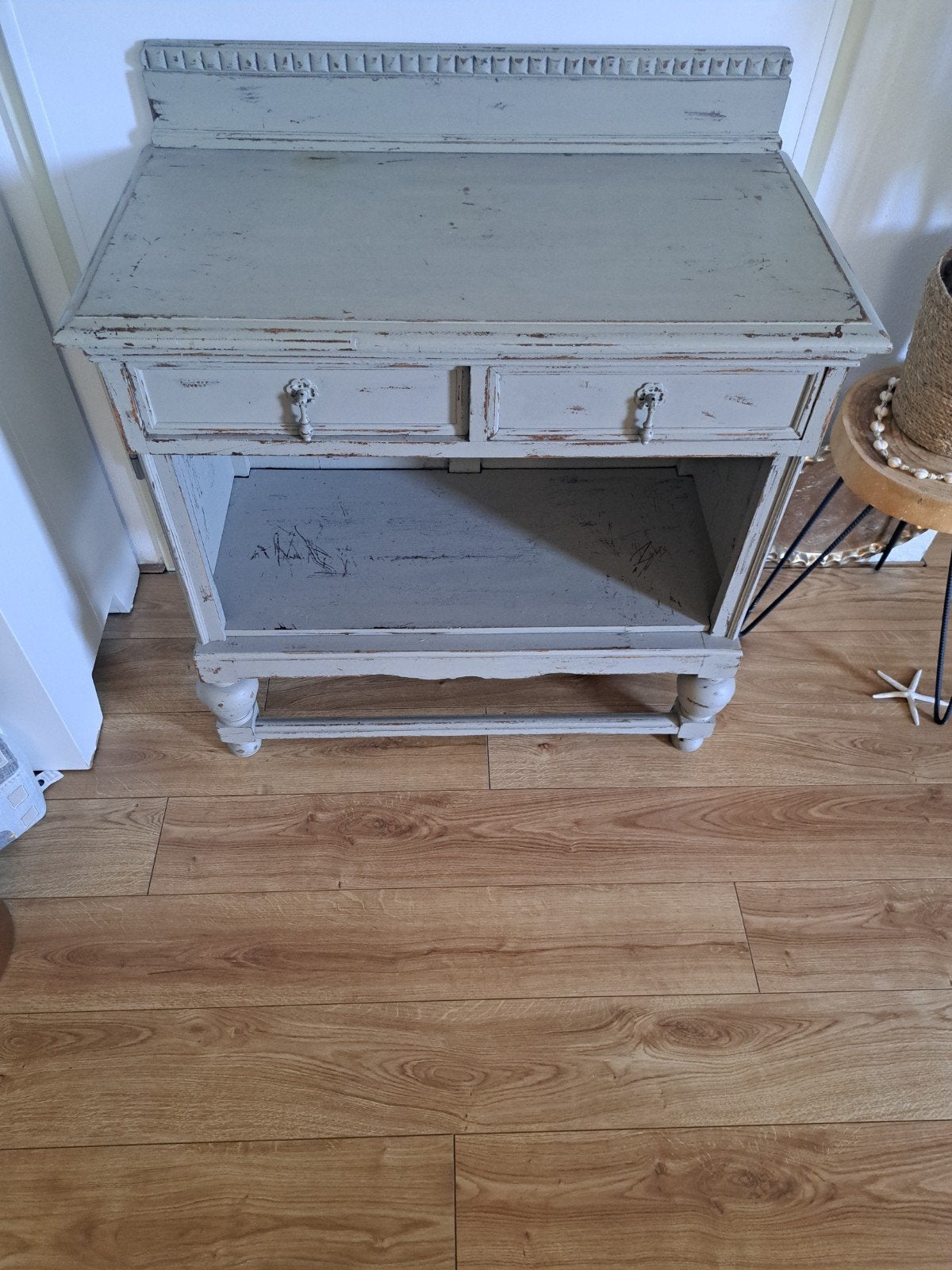 Brocante kastje grys en bruin gemeleerd, Ophalen of Verzenden