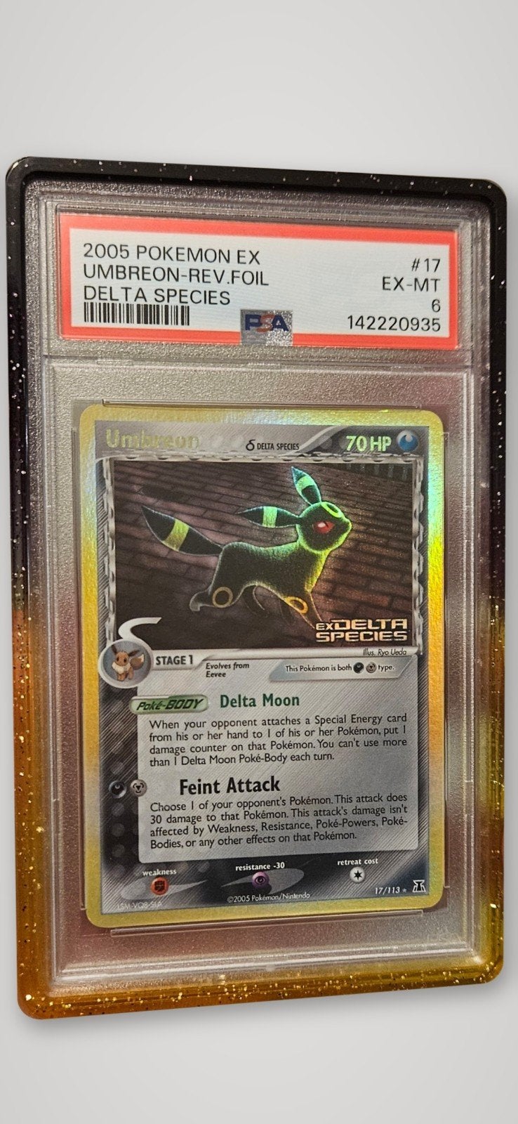 2005 Umbreon #17 Delta Species Reverse Holo PSA 6, Ophalen of Verzenden, Gebruikt, Losse kaart, Foil