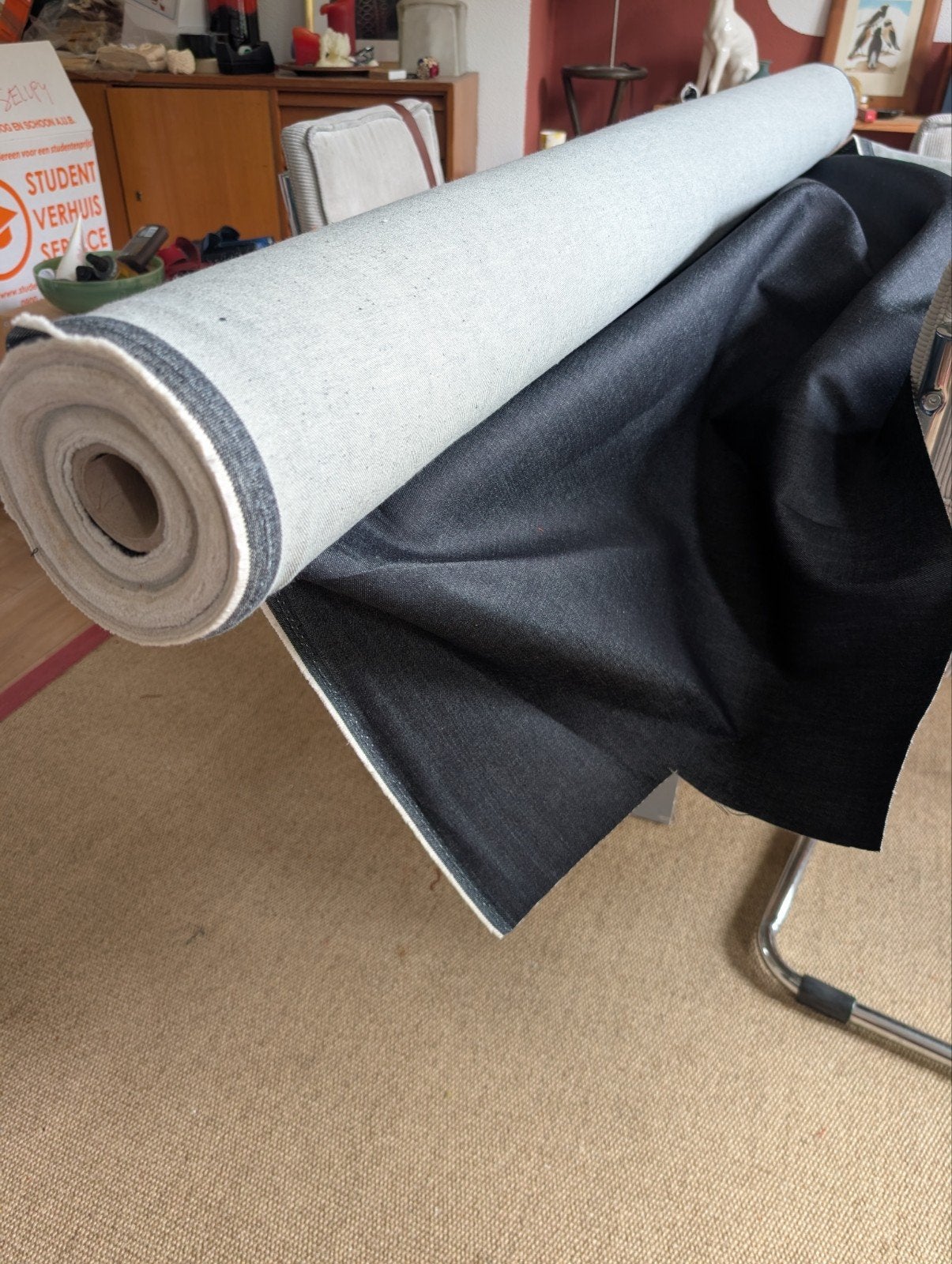 Deadstock denim B: heavy weight raw Indigo denim, Blauw, 120 cm of meer, 200 cm of meer, Ophalen of Verzenden