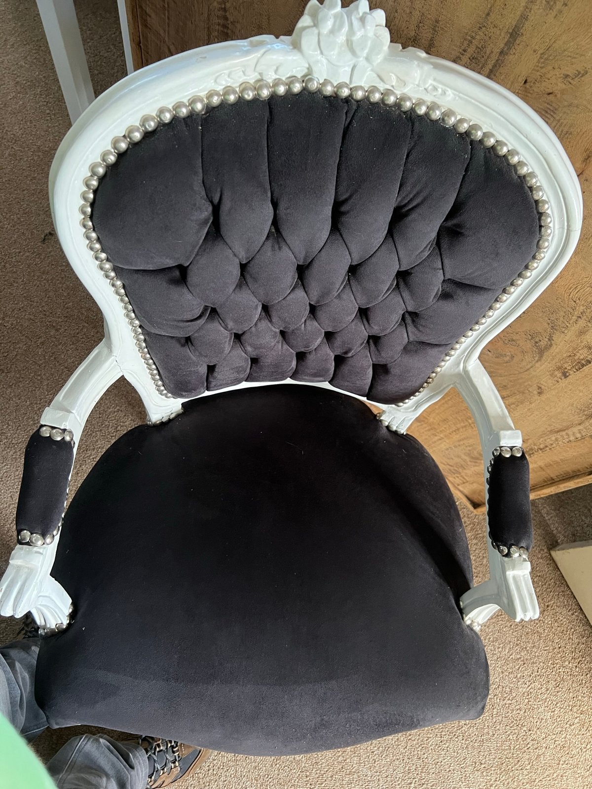 Barok stoel zwart met wit frame, Ophalen, Gebruikt, Zwart, Eén