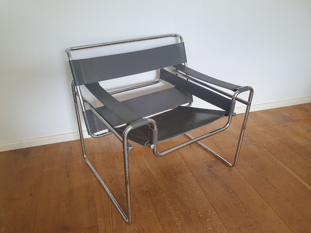 Marcel Breuer Wassily style lounge stoel, Gebruikt, Bauhaus, Ophalen of Verzenden, Leer
