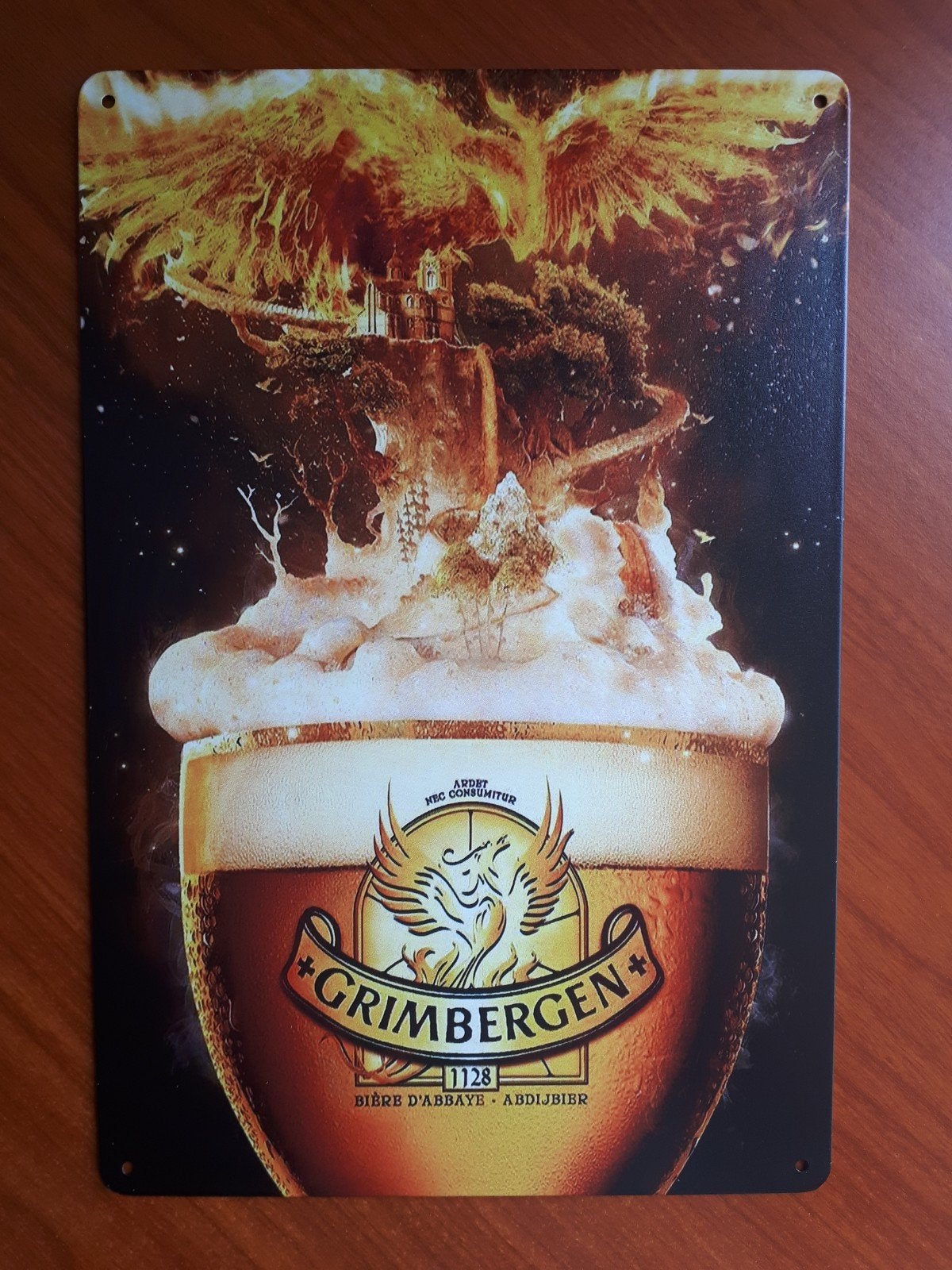 Grimbergen 20x30 cm Metalen Reclamebord, Verzenden, Nieuw, Reclamebord, Plaat of Schild, Overige merken