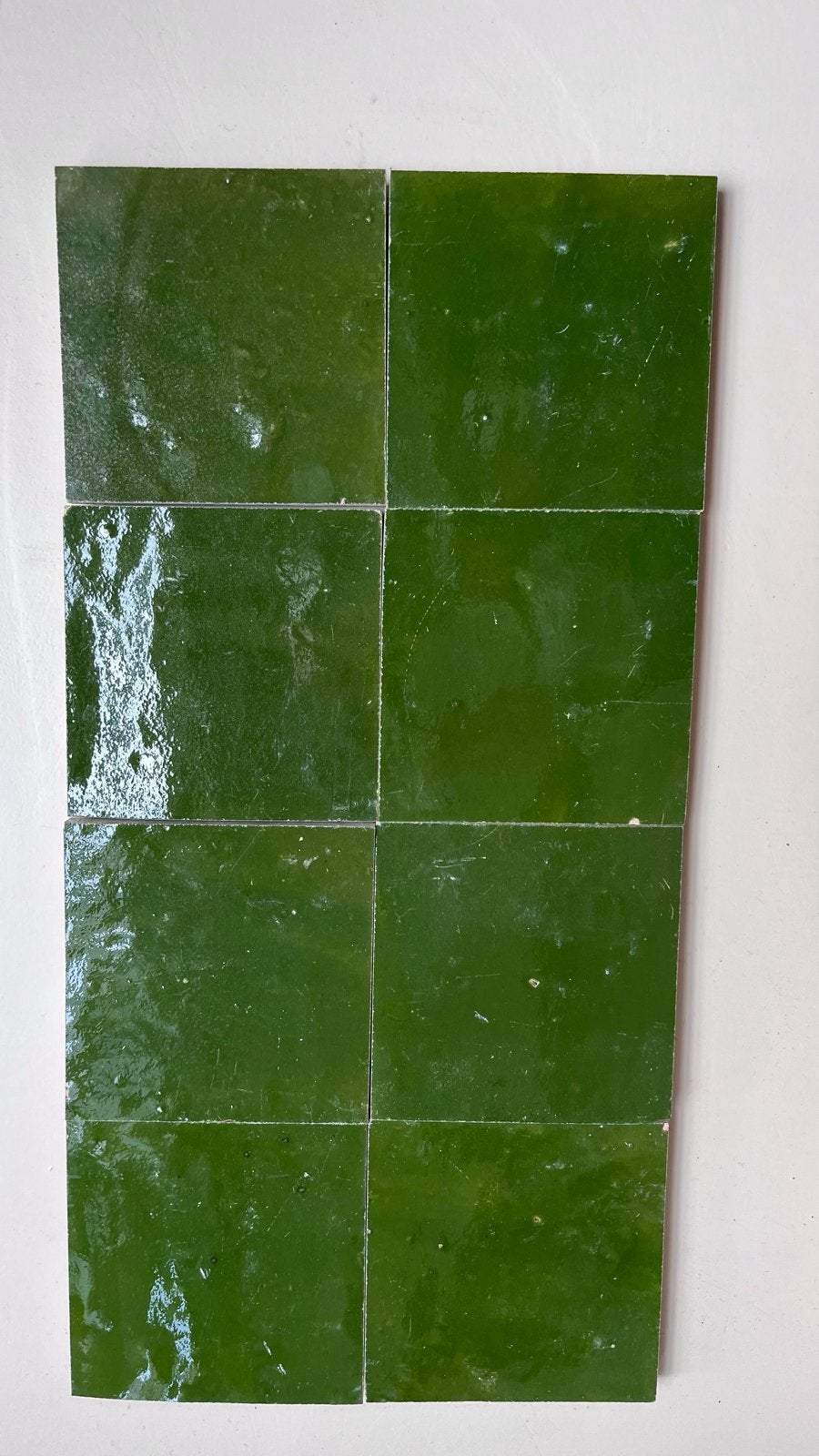 Groene Marokkaanse Zelliges - Handgemaakte Tegels , 49 stuks, Doe-het-zelf en Verbouw, Ophalen, Nieuw, Minder dan 20 cm, Minder dan 20 cm