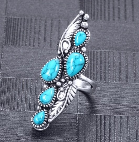 Dames zilveren ring met turquoise, Sieraden, Tassen en Uiterlijk, Nieuw, Ophalen of Verzenden, 17 tot 18, Met edelsteen
