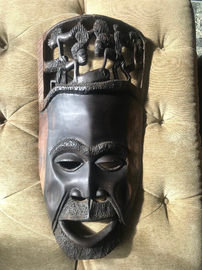 Groot Antiek Houten Masker Afrika., Antiek en Kunst, Overige onderwerpen, Handgemaakt, Hout, Afrika