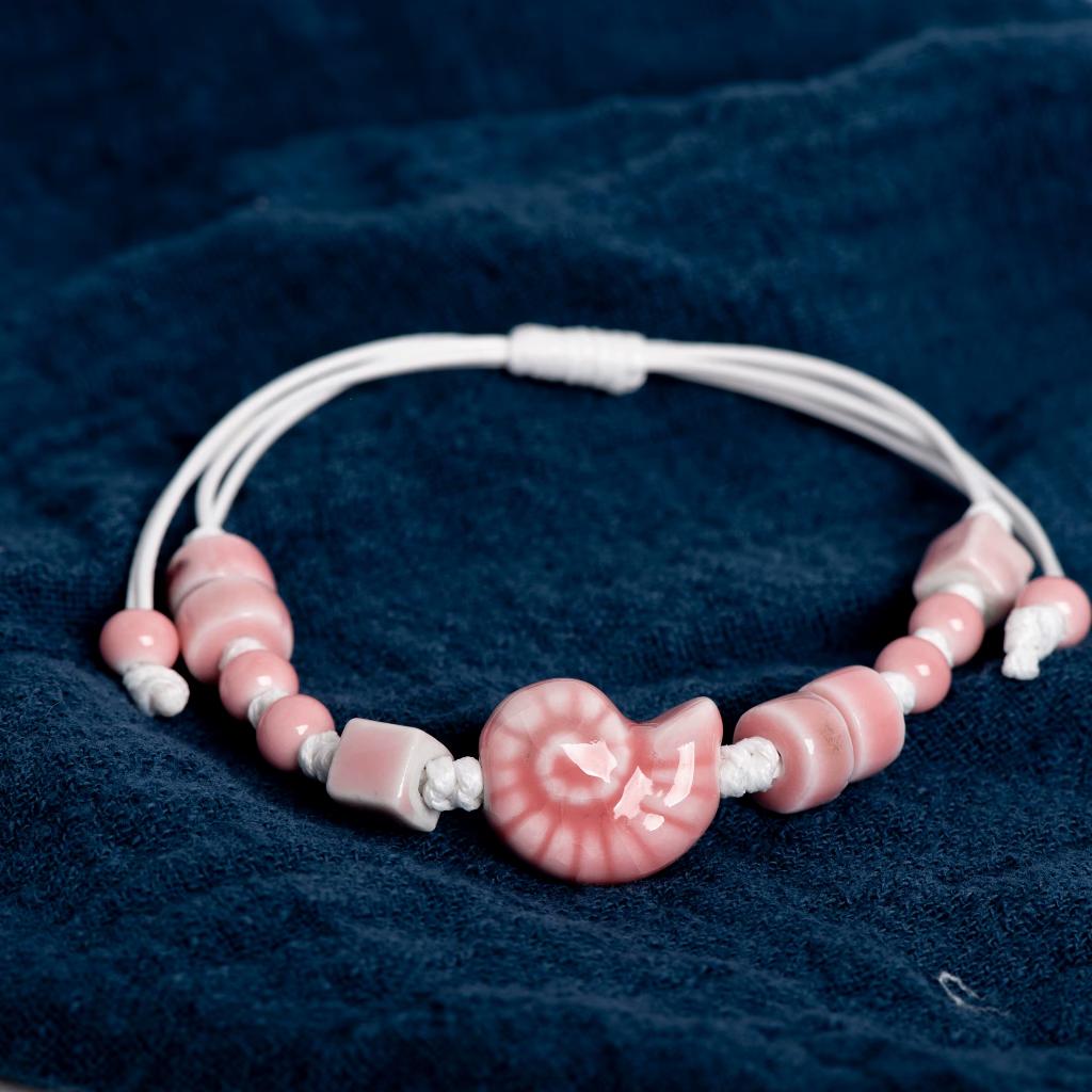 Roze Dames Keramische Schelpenarmband, Sieraden, Tassen en Uiterlijk, Armbanden, Verzenden, Nieuw, Roze, Overige materialen