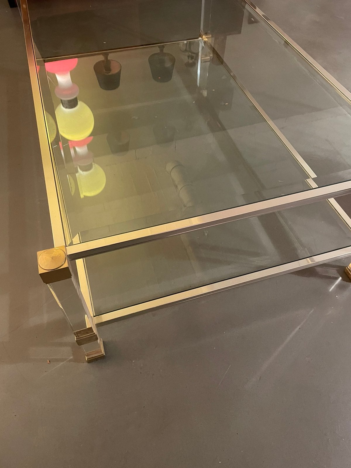 Vintage tafel jaren 70 plexiglas en glas, Ophalen, 100 tot 150 cm, ., 2de hands