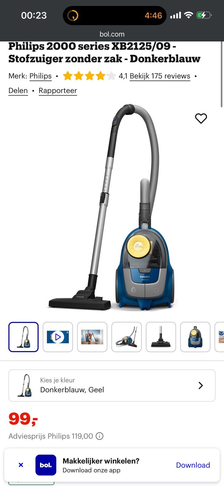 Philips stofzuiger, Ophalen, Zo goed als nieuw
