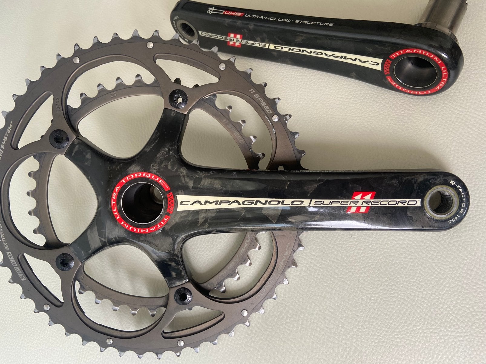 Campagnolo Super-Record Carbon & Titanium Cranks, Fietsen en Brommers, Fietsonderdelen, Ophalen, Zo goed als nieuw, Carbon