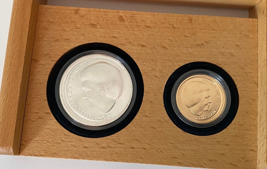 Gouden +Zilveren 10 Euro Huwelijk Willem-Alexander en Máxima, Setje, Koningin Beatrix, Euro's, Ophalen of Verzenden