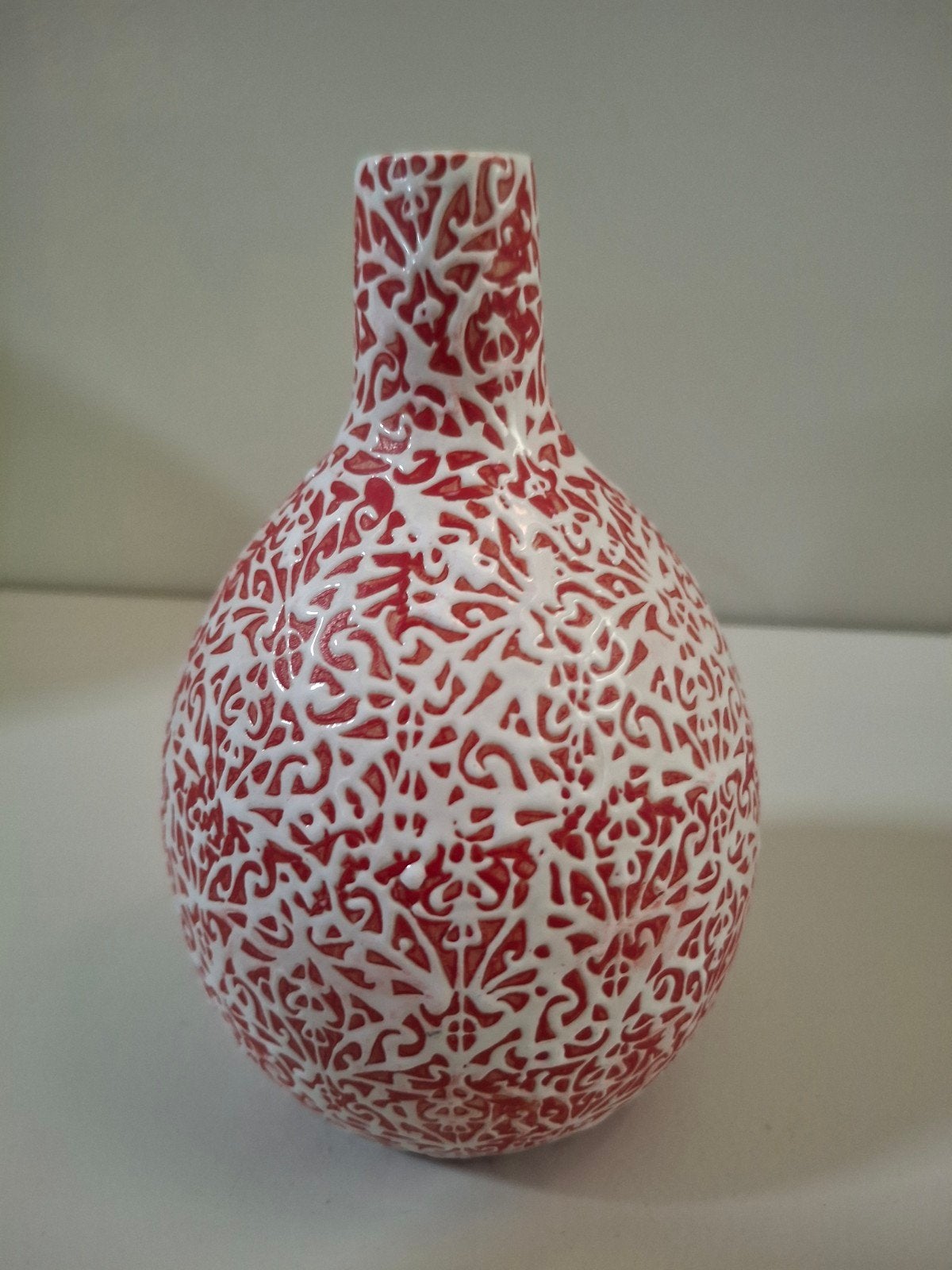 Des Pots Gloriosa vaasje - Rood/Wit - 14 cm, Ophalen of Verzenden