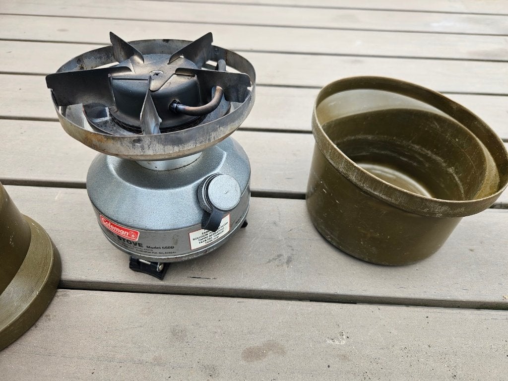 Coleman 550 Peak 1 Multi Fuel Brander met opbergdoos, Ophalen of Verzenden, Gebruikt