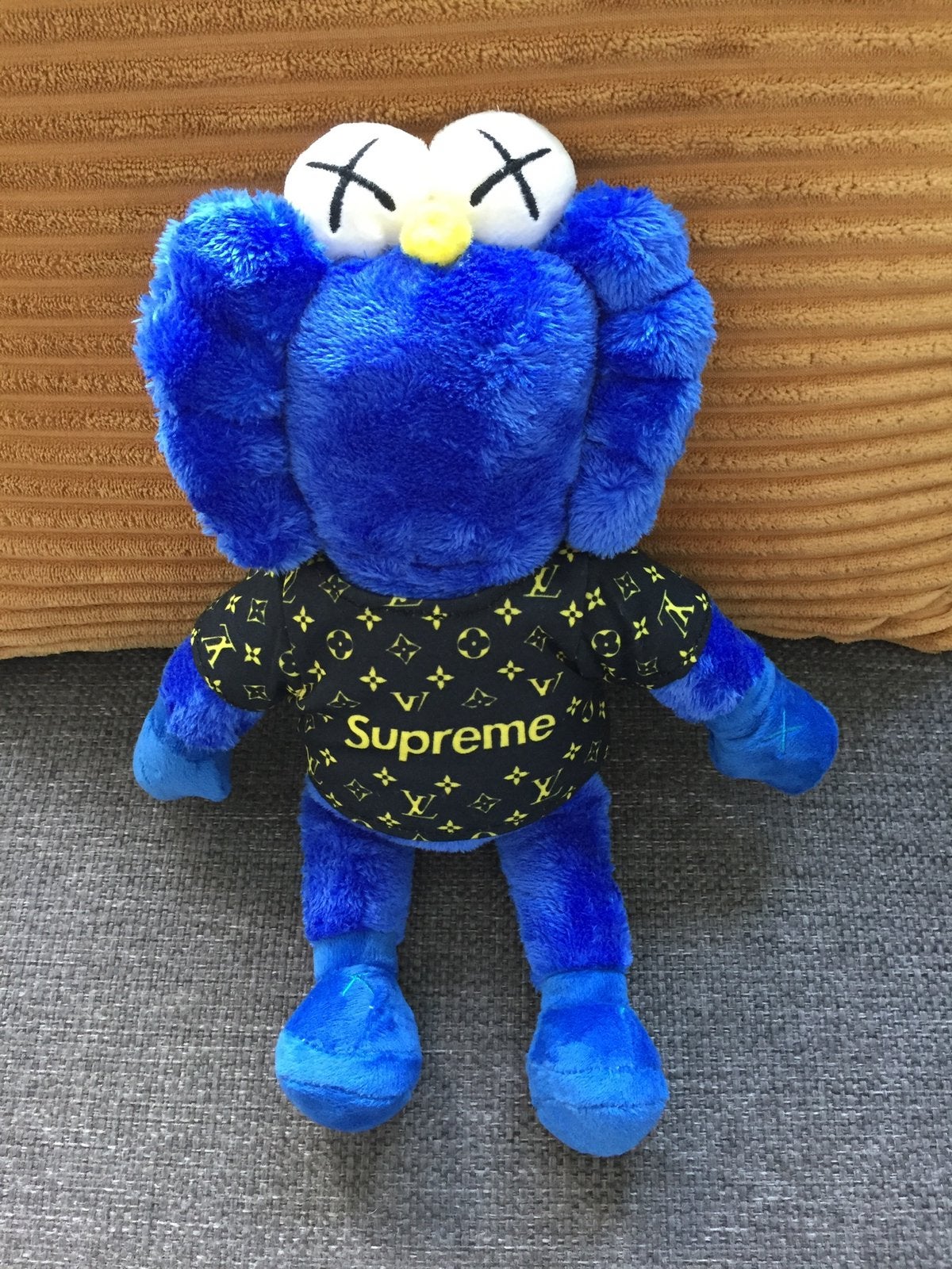 Blauwe Kaws Supreme LV Sesamstraat pluche knuffel figure, Ophalen of Verzenden, Nieuw, Overige typen