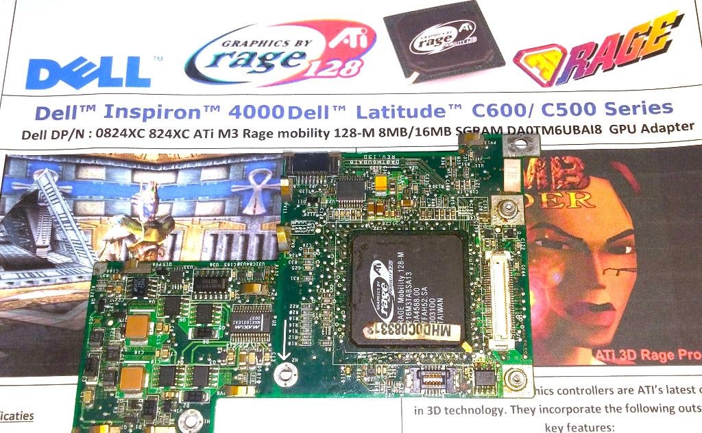 Dell 824XC, 0824XC, ATI Rage M3 128-M DA0TM6UBAI8 8MB P3 III, Computers en Software, Vintage Computers, Ophalen of Verzenden, Dell