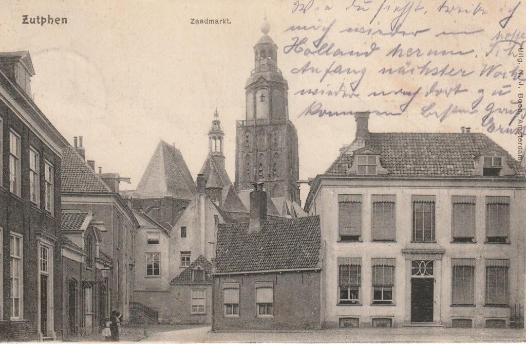 zutphen zaadmarkt , proostdijsteeg 1903, Verzamelen, Ophalen of Verzenden, Voor 1920, Gelopen, Gelderland