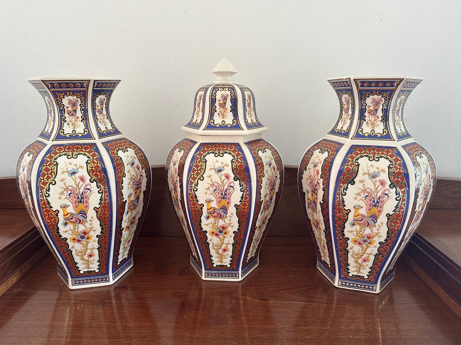 B&G Imari Chinoiserie Hexagonale Vazen Set Jaren '70/'80, Antiek en Kunst, Ophalen