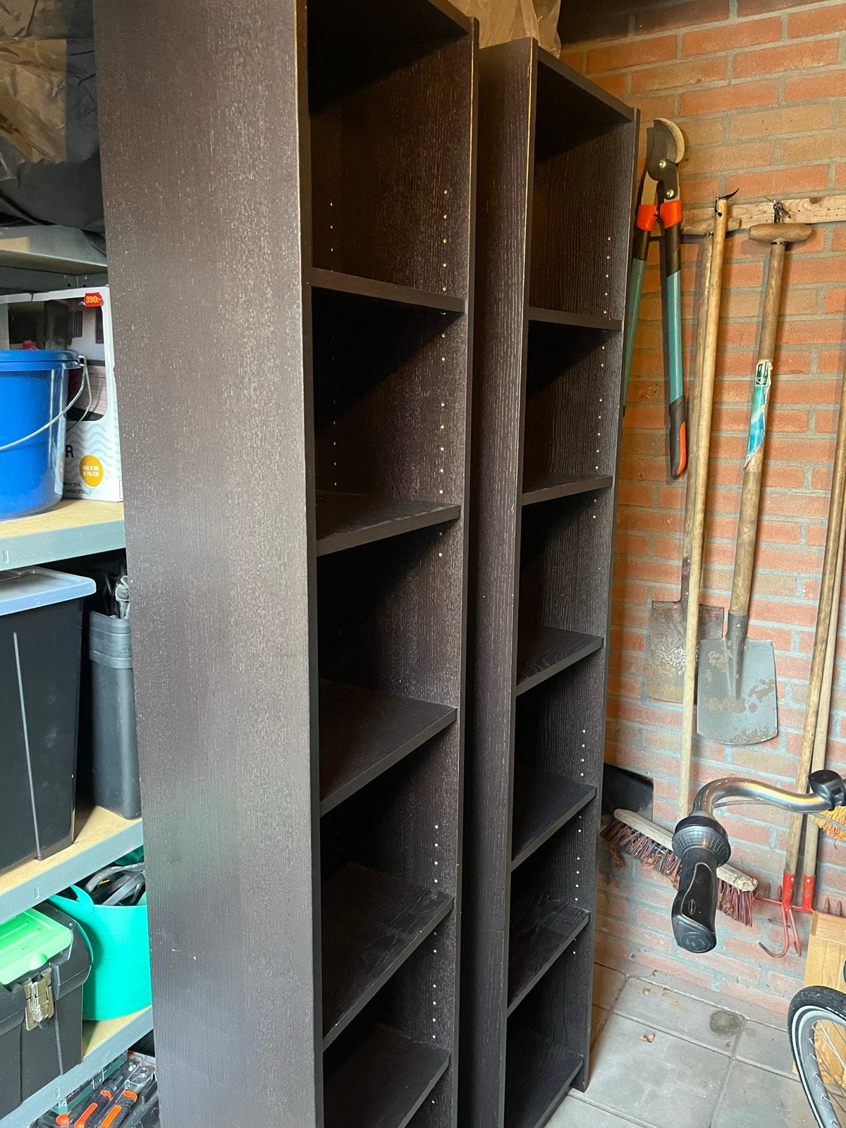 2x IKEA Billy Boekenkast 40x28x202, donkerbruin, Ophalen, Met plank(en), Minder dan 50 cm, Gebruikt